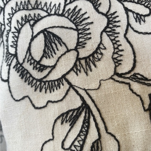 EMBROIDERED cardigan, 100% linen in black / white M/L- UKN brand-summer-preloved - Picture 6 of 8